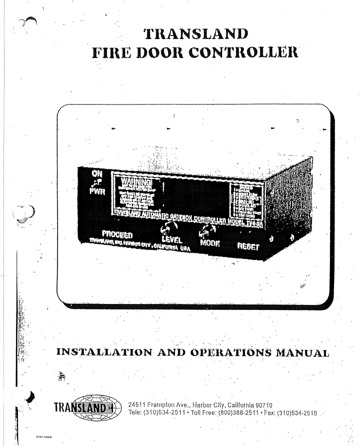 10" Hydraulic Gate Controller Manual